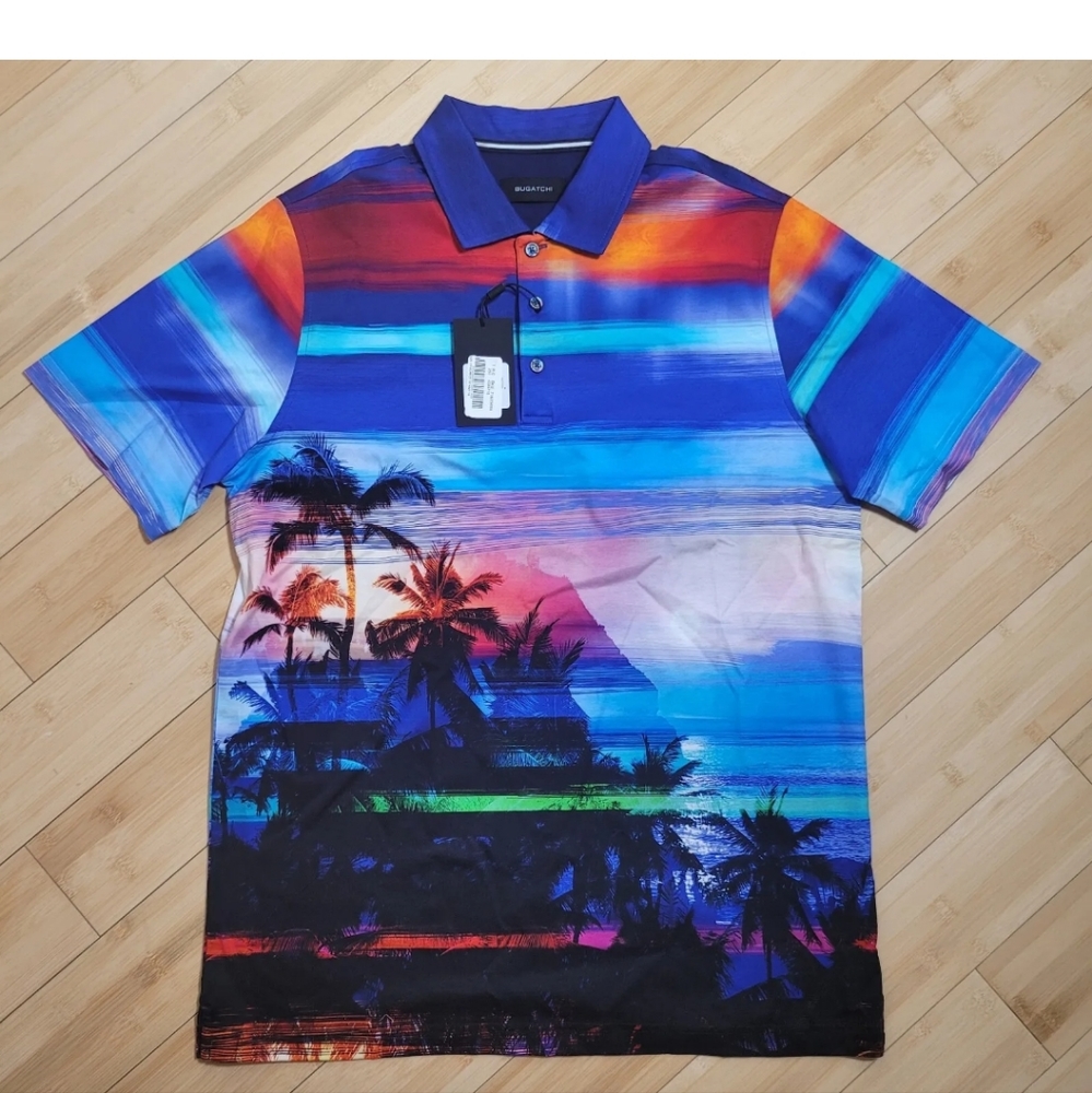 Bugatchi Polo Shirt Medium Men's Mercerized Cotton